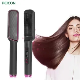 Hårrätare rätning Borste snabb uppvärmningskam Curling Iron Styler Electric Electricener med LCD -display Multifunktionell 220921