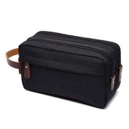 Cosmetic Bags Cases Casual Canvas Cosmetic Bag with Leather Handle Travel Men Wash Shaving Women Toiletry Storage Waterproof Organizer Bag 220921