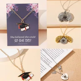 Pendant Necklaces Graduation Season Necklace For Class Of 2022 Metal Heart Bachelor Cap Pendent Graduate Gift Jewelry Accessories