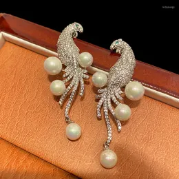 Kolczyki Dangle Bilincolor moda biała perłowa barokowa kropla ptaków dla kobiet