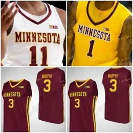 Nik1 NCAA Koleji Minnesota Altın Gophers Basketbol Forması 25 Daniel Oturu 31 Brock Stull 35 Matz Stockman 42 Michael Hurt Özel Dikişli