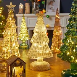 Рождественские украшения светящиеся стеклянная рождественская елка дома настольное украшение ночная легкая вечеринка.
