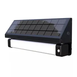 Solar Wall Lights Aluminum Alloy Case Dual Color white Warm white in one 1000lm Garden light with PIR Motion Sensor