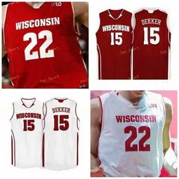 Maglia da basket Nik1 NCAA College Wisconsin Badgers 4 Carter Higginbottom 12 Trevor Anderson 13 Tai Strickland Cucitura personalizzata