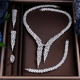 Other Jewelry Sets JaneKelly Luxury Sparking Brilliant Cubic Zircon Drop Earring Necklace Heavy Dinner Jewelry Sst Wedding Bridal jewelry sets 220921