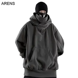 Mens Hoodies Sweatshirts Bahar Sonbahar Yüksek Yakası Hoodie Gevşek Rahat Erkek Giysileri Harajuku Hiphop Sokak Giyim Polar Kapüşonlu Büyük Boy Sweatshirt 220921