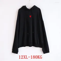 Women's Hoodies Large Size 12XL Hooded Sweatshirt Plus 8XL 9XL 10XL Autumn And Winter Long-sleeved Loose Black Blue Gray Red Jacket