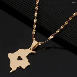 Pendant Necklaces Stainless Steel Colombia Map Necklace Gold Color Of Colombian Heart Jewelry