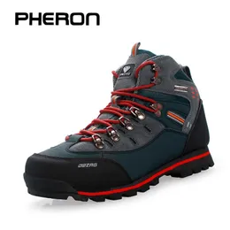 Buty bezpieczeństwa mężczyźni wędrówki Wodoodporne skórzane wspinaczka wędkarstwo na zewnątrz wysokie buty zimowe Trekking Sneaker 220921