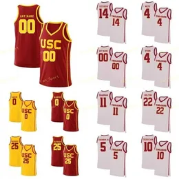 NIK1 NCAA College USC Trojans baskettröja 15 Isaiah Mobley McKay Anderson 2 Jonah Mathews 20 Ethan Anderson Custom Stitched