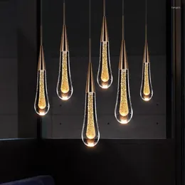 Kolye lambaları Modern kristal Led Avize Aydınlatma Hanglamp Drop Işık Restoran Barı Merdiven Lambası Loft Sanat Armatürleri