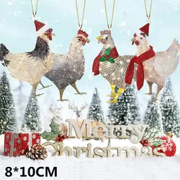 Neue Weihnachtsdekoration Holzanhänger Kreativer Schal Huhn Zuhause Urlaub Weihnachtsbaumschmuck Weihnachten RRE14337