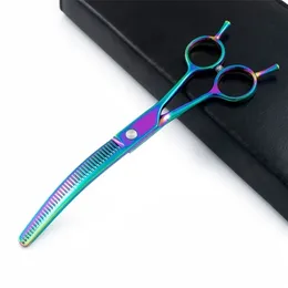 Sax Shears Professional 7 Inch Japan Steel Pet Dog Grooming Curved Hair Scissors Thinning Barber Haircutting Shears Frisör 220921