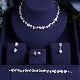 Other Jewelry Sets jankelly Nigeria 4pcs Bridal Zirconia Jewelry Sets For Women Party Luxury Dubai Nigeria CZ Crystal Wedding Jewelry Sets 220921