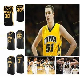 Nik1 NCAA College Iowa Hawkeyes baskettröja 4 Bakari Evelyn 5 CJ Fredrick 51 Aidan Vanderloo 55 Luka Garza Custom Stitched
