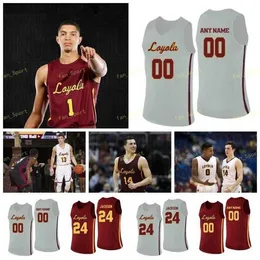 Nik1 NCAA College Loyola Chicago Ramblers baskettröja 14 Braden Norris Hall 2 Jake Baughman 22 Isaiah Bujdoso Ismall Custom Stitched