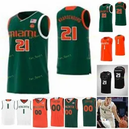 Nik1 NCAA College Miami Hurricanes Jersey de basquete 0 Chris Lykes 1 Dejan Vasiljevic 2 Isaiah Wong 3 Nysier Brooks Custom costura