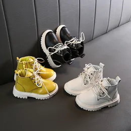 Boots Candy Color Toddler Girl Kid Shoes Beige Black Yellow Spring Autumn Children Boys Botas Platform Short E06303 220921