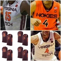 Maglia da basket Nik1 NCAA College Virginia Tech Hokies 23 Tyrece Radford 24 Kerry Blackshear Jr 42 Ty Outlaw 30 Dell Curry Cucita personalizzata