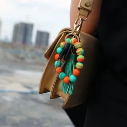 Strand contas de silicone coloridas pulseiras teclado de bracelete de bracelete de anel keycheletsel da cadeia -chave j￳ias de moda feminina