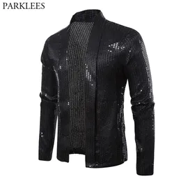 Men's Suits Blazers Black Sequins Street Cardigan Disco Dancer Club Party Jacket Male Casual Hip Hop Swag Clothes for Hipster 220920
