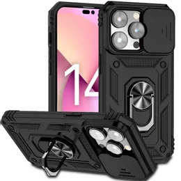 Casos de armadura à prova de choque Kickstand Slide Tampe Capa de Bumpas resistentes a impactos para iPhone 14 Pro Max/14 Plus/14 Pro 6.1