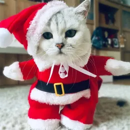 猫の衣装冬のクリスマスペットおかしなサンタクロース服のための小さなs犬xmas year coldy kitty子猫服220920