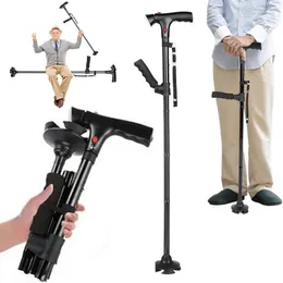 Trekking Poles Walking Sticks Collapsible Cane Trusty Running Canes Folding Hiking For Elder Alpenstocks With Alarm