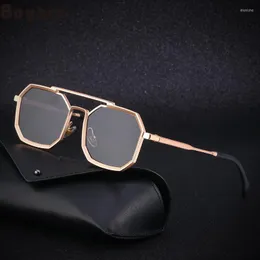 Sunglasses Boyarn Steampunk Double Beam Men's Polygonal Large Frame Ss Eyewear Sun Glasses