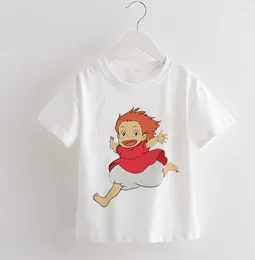 Camisetas Ponyo meninos roupas de desenho animado de desenho animado T-shirt Kids Kids Summer O-Gobes Tops Menina de camiseta de meninas