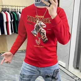 Homens streetwear hoodies nova moda hip-hop masculino camisola em torno do pescoço vermelho homie pulôver de fundo camiseta homem roupas M-5XL