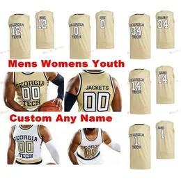 Nik1 zszyty niestandardowe 35 Kristian Sjolund Usher Shaheed Medlock Moses Wright Malachi Rice Georgia Tech Yellow Jackets Men Men Jersey