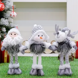 Decorações de Natal Ornamentos de pelúcia estatuetas de brinquedo em pé Papai Noel sob a rena do boneco de neve da árvore para decoração de casa 220921