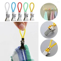 Hooks 5/10Pcs Towel Hanging Clips Metal Clip On Loops Hand Hangers Clothes Pegs Kitchen Bathroom Organizer