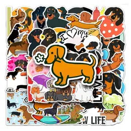 غلاف الهدايا 50pcs ملصقات dachshund الكرتونية لكتاب محمول القصاصات الساخرة ipad attationery for craft supplies dog sticker scrapbooking material