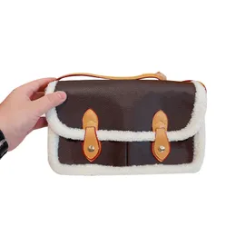 Plush Crossbody Messenger Bag Double Hasp Fashion Flap Shoudler Torby Kobiety torebki torebka wełna oryginalna skórzana skóra