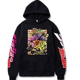 Felpe con cappuccio da uomo 2022 Harajuku JOJO's Bizarre Adventure Felpe unisex Anime giapponesi JOJO Stampato Felpa con cappuccio da uomo Streetwear Casual