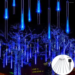 Str￤ngar 30 cm 50 cm Solar LED Meteor Dusch Rain Lights 8 Tubes Garden Decorative String Outdoor Waterproof Yard Tree Decor Light