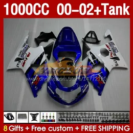 Tanque de fadas OEM para Suzuki GSXR-1000 GSX R1000 F￡brica azul GSXR 1000 CC 00-02 Corpo 155NO.10 1000CC GSXR1000 K2 00 01 02