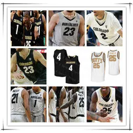 WSKT는 커스텀 NCAA Colorado Buffaloes 농구 저지 대학 대학 셰인 개틀러 타일러 베이 에반 배트 티 엘리 파크 라이트 IV Burks Billups White를 착용합니다.