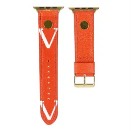 Letra do designer Strap Strap Leather Watch tiras para Iwatch Band 38mm 40mm 41mm 42mm 44mm 45mm