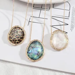 Pendant Necklaces Geometric Acrylic Faceted Abalone Leopard Pearl Necklace Wholesale Gift Jewelry