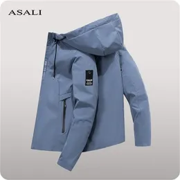 Jaquetas masculinas jaqueta com capuz para homens jaqueta bomber homens windbreakers zíper casacos primavera outono fino jaqueta de carga homens casual sportswear 220921