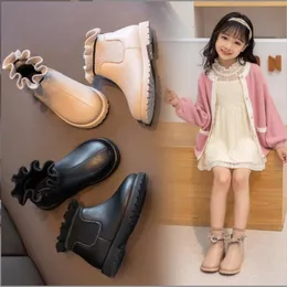 Boots Girl S Pu Leather Waterproof Fashion Children Party Anti Slip Rubber Cotton Shoes Kids Princess Plus Cashmere Warm 220921