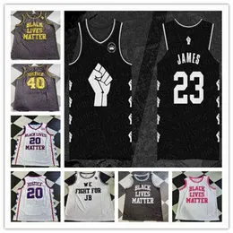 Wskt College Veste 2021 Nova Moda Homens Black Lives Matter Nós Lutamos por JB Basquete Jerseys Nome Personalizado Qualquer Número Camisa Costurada Tamanho Barato S-