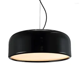 Lâmpadas pendentes Luzes LEDs nórdico makaron alumínio tampa de metal preto hroplight e27 110v 220V para lâmpada de sala de estar para jantar