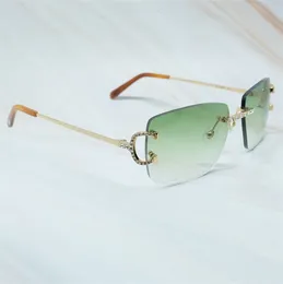 Occhiali da sole Strass Uomo Donna Wire C Diamond Iced Out Occhiali premium Senza montatura Elegante Montatura per occhiali Moda