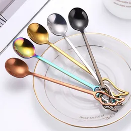 Angel Wing Tail Spoon Stainless Steel Home Kitchen Dining Flatware Feather Dessert Coffee Spoons Cutlery Home Bar Tool For Wedding Party
