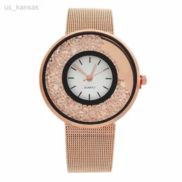 Kvinnors klockor Fashion Ladies Luxury Rose Gold rostfritt stål Quartz Crystal Horloge Vrouw Reloj L220921