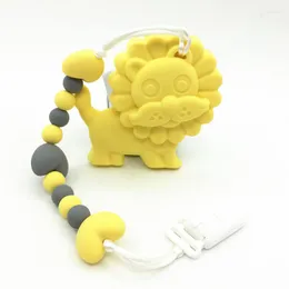 Pendant Necklaces BPA Free Food Grade Silicone Baby Teether Toy Loose Beads With Large Lion Necklace Wholesale